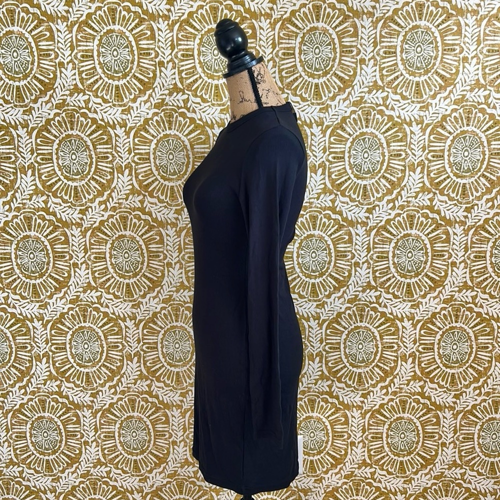 NWT All Things Golden The Luxe Rib Long Sleeve Bodycon Mini Dress in Black Sz XL - Picture 7 of 10